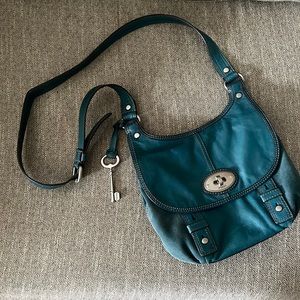 Fossil Crossbody Blue-ish Teal with Silver hardware